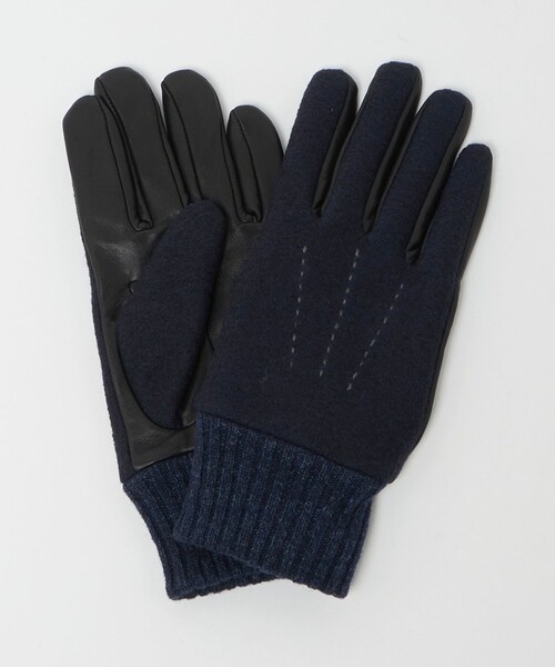 green label relaxing(グリーンレーベルリラクシング)の「フランネル×ラムレザー グローブ -タッチパネル対応-(手袋・メンズ・グレー系/ネイビー/ブラック・FREE)」の3枚目の写真