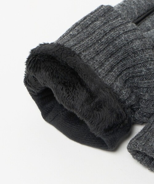 green label relaxing(グリーンレーベルリラクシング)の「フランネル×ラムレザー グローブ -タッチパネル対応-(手袋・メンズ・グレー系/ネイビー/ブラック・FREE)」の9枚目の写真
