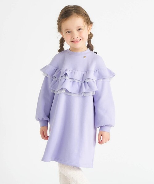 apres les cours（アプレレクール）の「【WEB限定】あったか裏シャギーフリルワンピース_ジュニア対応（ワンピース・キッズ・ラベンダー/ローズ/ブラック・90/100/110/120/130/140/80）」の3枚目の写真