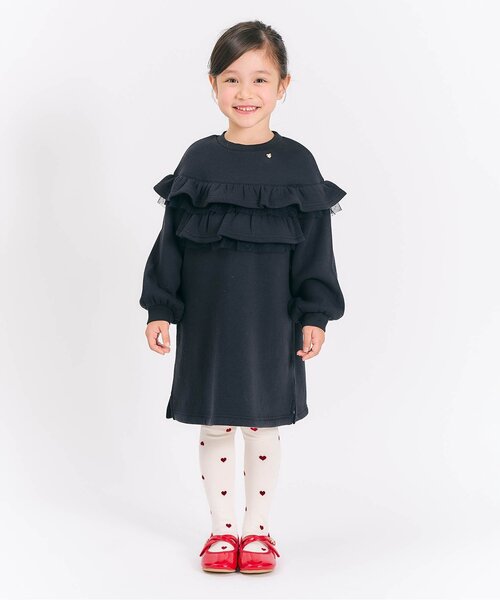 apres les cours（アプレレクール）の「【WEB限定】あったか裏シャギーフリルワンピース_ジュニア対応（ワンピース・キッズ・ラベンダー/ローズ/ブラック・90/100/110/120/130/140/80）」の4枚目の写真