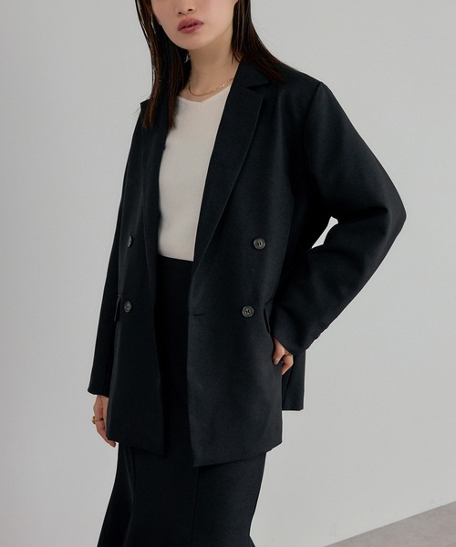 美品　ASTRAET アストラット　サイズ1 ダブルブレストジャケット　ブラック セール】【骨格ストレート向け】アソートダブルブレストジャケット