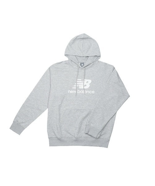 NEW BALANCE（ニューバランス）の「NEW BALANCE SE STACKED LOGO SWEAT HOODIE / ニューバランス スポーツ エッセンシャル スタックトロゴ スウェット フーディー / MT41501（パーカー・メンズ・ネイビー/ブルー系その他/ブラック/グレー・M/L/XL/2XL）」の2枚目の写真