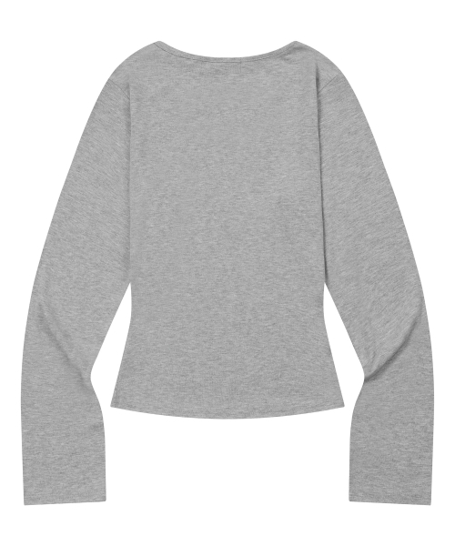 MUCENT(ムセント)の「チャティスリムフィットラウンドネックTシャツ(6カラー)(Tシャツ/カットソー・レディース・グレー/ブラウン/ブラック/ホワイト/チャコールグレー/Beige・FREE)」の8枚目の写真