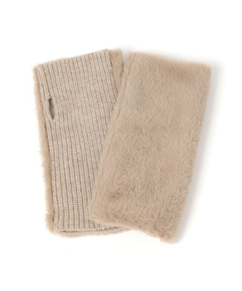 studio CLIP(スタディオクリップ)の「フェイクファーニットアームウォーマー(アームカバー・レディース・ブラウン/ベージュ/チャコール・FREE)」の6枚目の写真