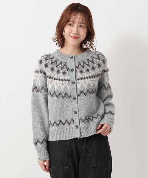 Afternoon Tea（アフタヌーンティー）の「ノルディックフェザーカーディガン（カーディガン/ボレロ・レディース・ベージュ/グレー・MEDIUM）」の2枚目の写真