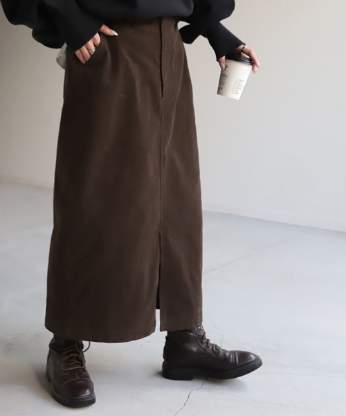 HUG.U(ハグユー)の「コーデュロイIラインスカート(スカート・レディース・チョコ/ブラック/ナチュラル・M/L)」の7枚目の写真