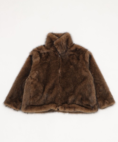 WEGO（ウィゴー）の「WEGO/【25年秋冬新作】2WAY スタンドネック フェイクファー ブルゾン コート（ブルゾン・レディース・ブラウン系その他/グレー系その他・FREE）」の16枚目の写真