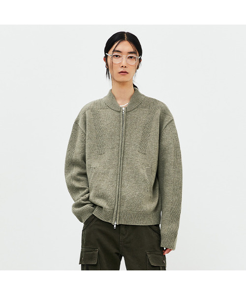 Wells wool bomber knit — бомбер вязаный из шерсти, джип-ап с карманами