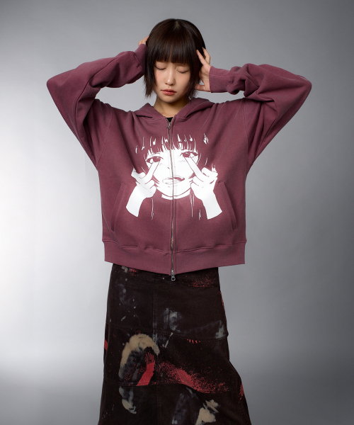 LAUGHER(ラファー)の「Kiko Hooded Zip-Up - Burgundy(パーカー・レディース・その他・FREE)」の6枚目の写真