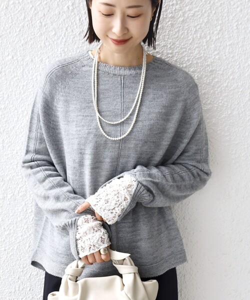 SHIPS（シップス）の「【WEB限定】〈手洗い可能〉ホールガーメント ドルマン ニット（ニット/セーター・レディース・グレー/ナチュラル/ライトブルー/ライトピンク・ONE SIZE）」の2枚目の写真