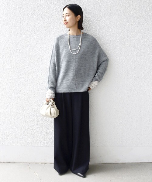 SHIPS（シップス）の「【WEB限定】〈手洗い可能〉ホールガーメント ドルマン ニット（ニット/セーター・レディース・グレー/ナチュラル/ライトブルー/ライトピンク・ONE SIZE）」の7枚目の写真