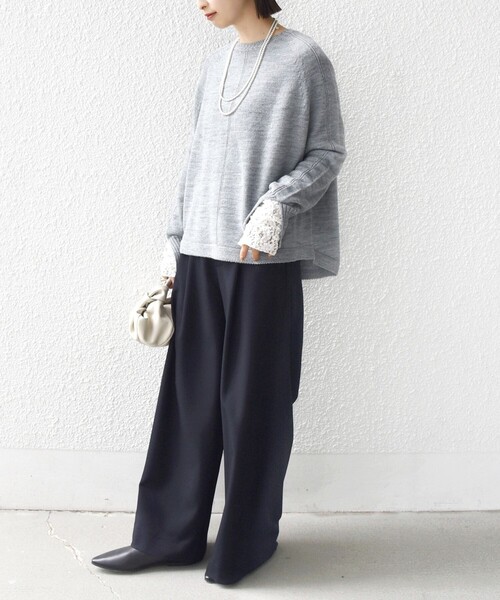 SHIPS（シップス）の「【WEB限定】〈手洗い可能〉ホールガーメント ドルマン ニット（ニット/セーター・レディース・グレー/ナチュラル/ライトブルー/ライトピンク・ONE SIZE）」の8枚目の写真