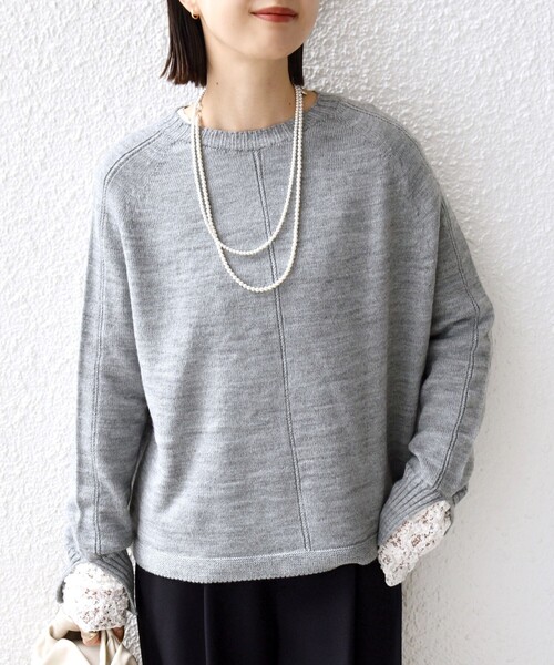 SHIPS（シップス）の「【WEB限定】〈手洗い可能〉ホールガーメント ドルマン ニット（ニット/セーター・レディース・グレー/ナチュラル/ライトブルー/ライトピンク・ONE SIZE）」の11枚目の写真