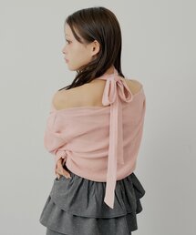 Chico | 【SALON by Chico】タイ付きベロアワンショルギャザートップス(Tシャツ/カットソー)