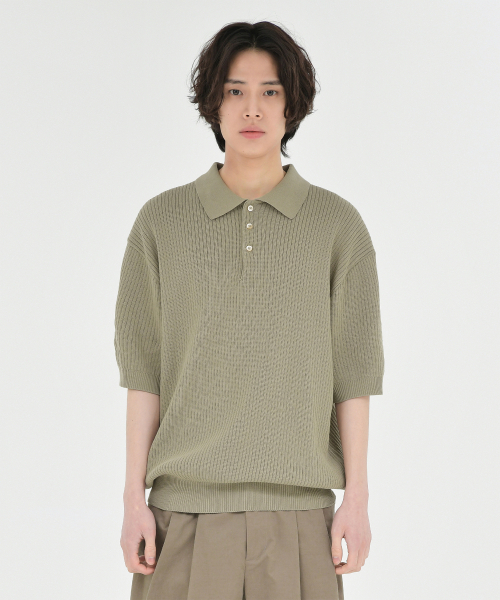 BROWNYARD（ブラウンヤード）の「ニットポロシャツ、ダークベージュ（ポロシャツ・メンズ・その他・4/5/6/3）」の2枚目の写真
