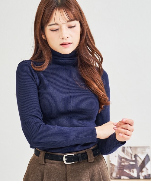 MISCH MASCH(ミッシュマッシュ)の「ZOZO限定 袖切替タートルネックニット(ニット/セーター・レディース・グレー/ネイビー・フリ-)」の3枚目の写真