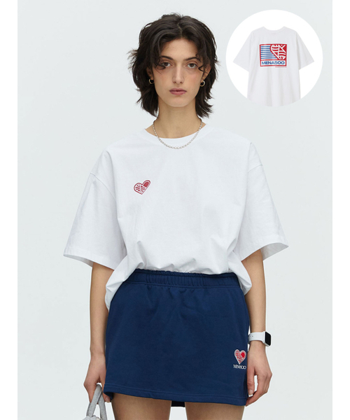 MENASOO（ミナス）の「SMALL HEARTTRACK OVER FIT TEE_WHITE（Tシャツ/カットソー・レディース・ホワイト・FREE）」の6枚目の写真