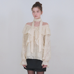 2WAY MESH DAMASK EMBROIDERY HOOD BLOUSE（シャツ/ブラウス）｜Ameri