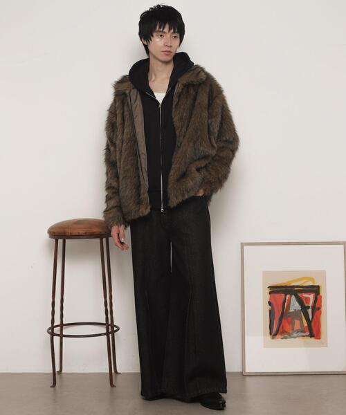 LUCY（ルーシー）の「LUCY/フェイクファーZIPブルゾン（ブルゾン・メンズ・ブラウン/ライトベージュ・MEDIUM/LARGE）」の3枚目の写真