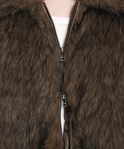 LUCY（ルーシー）の「LUCY/フェイクファーZIPブルゾン（ブルゾン・メンズ・ブラウン/ライトベージュ・MEDIUM/LARGE）」の6枚目の写真