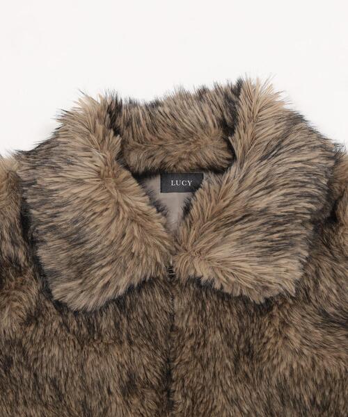 LUCY（ルーシー）の「LUCY/フェイクファーZIPブルゾン（ブルゾン・メンズ・ブラウン/ライトベージュ・MEDIUM/LARGE）」の8枚目の写真