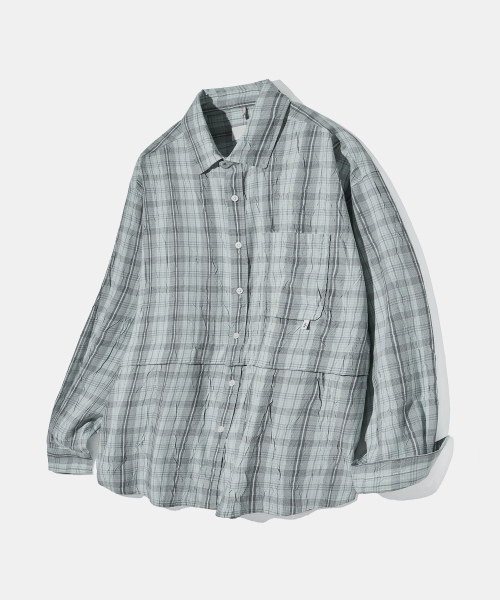 Diamond Layla(ダイアモンドレイラ)の「Detachable Crease Check Shirt S167 Gray Achromatic(シャツ/ブラウス・レディース・その他・MEDIUM/LARGE/X-LARGE)」の4枚目の写真