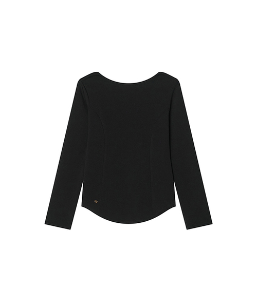 MAYVERU(メイバーユー)の「Batto boat Neck T-shirt _ Black(Tシャツ/カットソー・レディース・その他・FREE)」の1枚目の写真