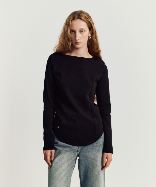 MAYVERU(メイバーユー)の「Batto boat Neck T-shirt _ Black(Tシャツ/カットソー・レディース・その他・FREE)」の8枚目の写真