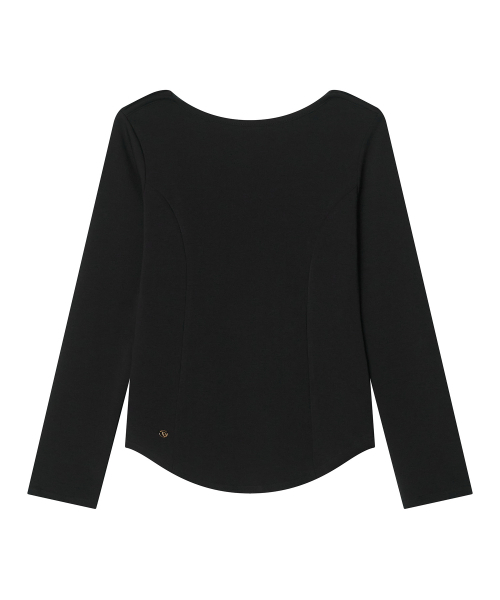 MAYVERU(メイバーユー)の「Batto boat Neck T-shirt _ Black(Tシャツ/カットソー・レディース・その他・FREE)」の6枚目の写真