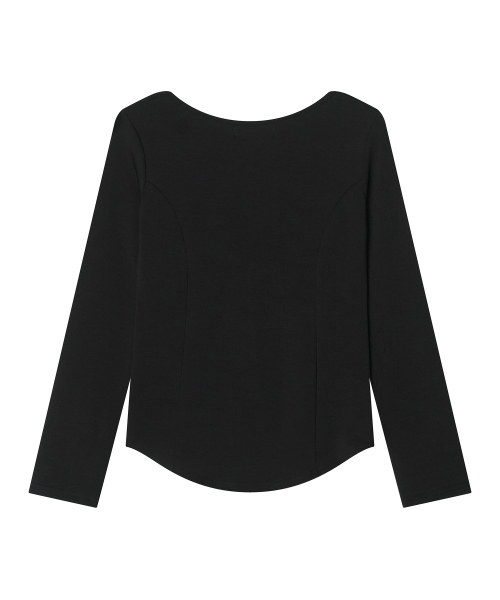 MAYVERU(メイバーユー)の「Batto boat Neck T-shirt _ Black(Tシャツ/カットソー・レディース・その他・FREE)」の5枚目の写真