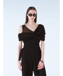 THE BALLON（ザバロン）の「DRAPED SHEER TOP - BLACK（その他トップス）」