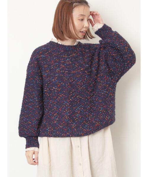 Samansa Mos2（サマンサ モスモス）の「ぽこぽこヤーン前後2WAYニット（ニット/セーター・レディース・ネイビー/レッド/ベージュ・F）」の3枚目の写真