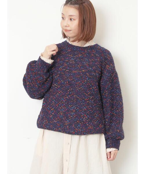 Samansa Mos2（サマンサ モスモス）の「ぽこぽこヤーン前後2WAYニット（ニット/セーター・レディース・ネイビー/レッド/ベージュ・F）」の17枚目の写真