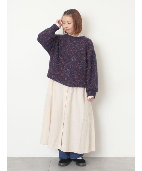 Samansa Mos2（サマンサ モスモス）の「ぽこぽこヤーン前後2WAYニット（ニット/セーター・レディース・ネイビー/レッド/ベージュ・F）」の11枚目の写真