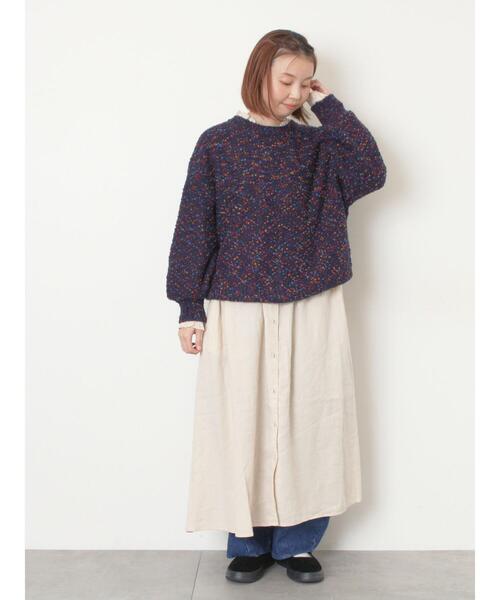 Samansa Mos2（サマンサ モスモス）の「ぽこぽこヤーン前後2WAYニット（ニット/セーター・レディース・ネイビー/レッド/ベージュ・F）」の12枚目の写真