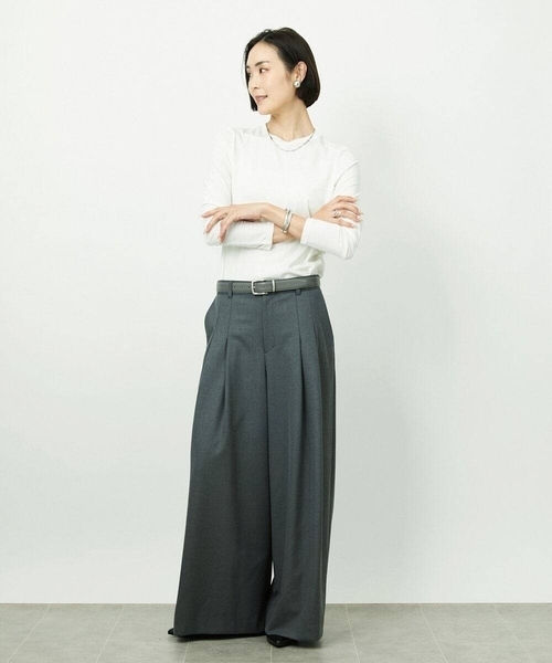 MICHEL KLEIN（ミッシェル・クラン）の「［レイヤードに最適］シアークルーネックPO（Tシャツ/カットソー・レディース・ホワイト・38）」の21枚目の写真