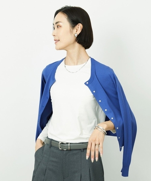 MICHEL KLEIN（ミッシェル・クラン）の「［レイヤードに最適］シアークルーネックPO（Tシャツ/カットソー・レディース・ホワイト・38）」の17枚目の写真