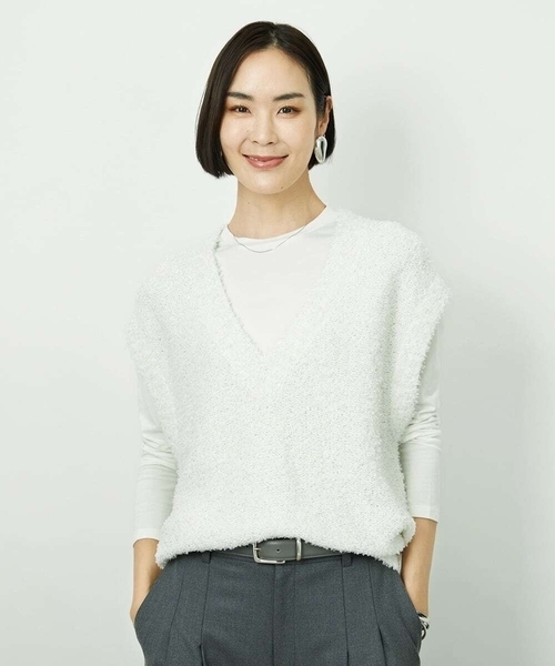 MICHEL KLEIN（ミッシェル・クラン）の「［レイヤードに最適］シアークルーネックPO（Tシャツ/カットソー・レディース・ホワイト・38）」の14枚目の写真