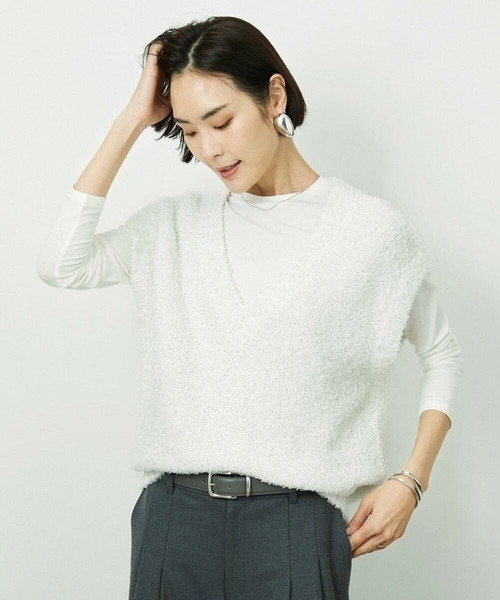 MICHEL KLEIN（ミッシェル・クラン）の「［レイヤードに最適］シアークルーネックPO（Tシャツ/カットソー・レディース・ホワイト・38）」の13枚目の写真