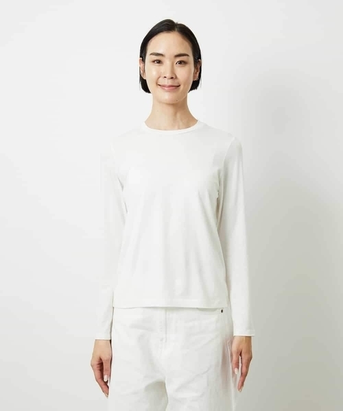 MICHEL KLEIN（ミッシェル・クラン）の「［レイヤードに最適］シアークルーネックPO（Tシャツ/カットソー・レディース・ホワイト・38）」の8枚目の写真