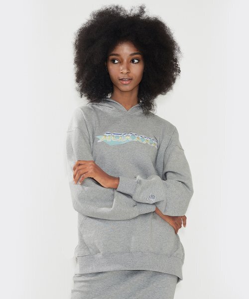 AOX(エーオーエックス)の「Stripe logo Hoodie(Oversize fit) M/Grey(パーカー・メンズ・その他・LARGE/MEDIUM/SMALL)」の4枚目の写真