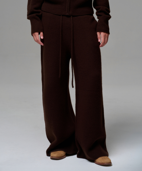 MEN CASHMERE BLEND RELAXED KNIT SWEATPANTS - DARK BROWN
