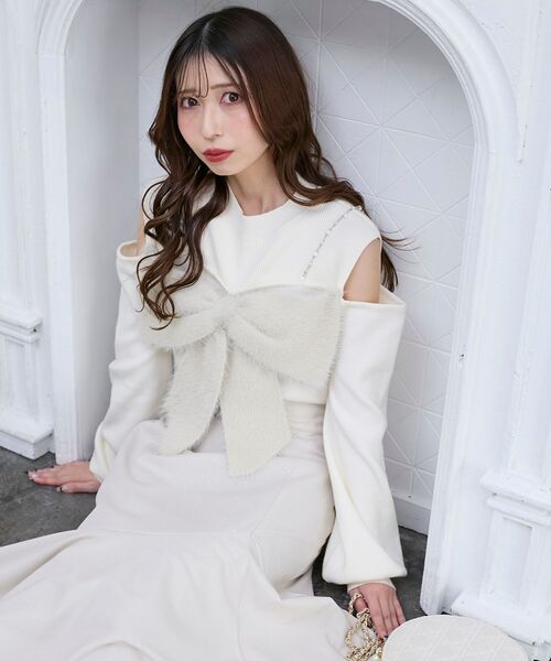 セール】ビッグリボンチェーン付きニット（ニット/セーター