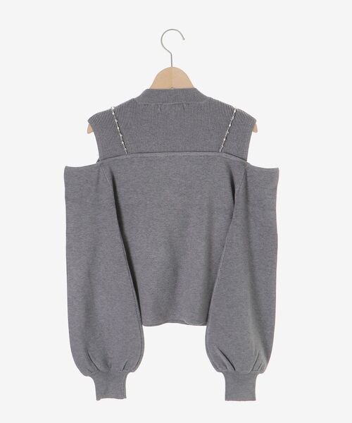 MAJESTIC LEGON（マジェスティックレゴン）の「ビッグリボンチェーン付きニット（ニット/セーター・レディース・ブラック/アイボリー/ピンクベージュ/ダークグレー/ライトグレー・MEDIUM）」の9枚目の写真