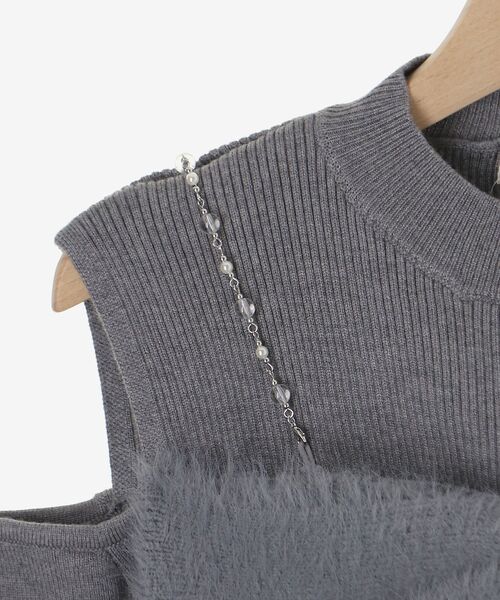 MAJESTIC LEGON（マジェスティックレゴン）の「ビッグリボンチェーン付きニット（ニット/セーター・レディース・ブラック/アイボリー/ピンクベージュ/ダークグレー/ライトグレー・MEDIUM）」の12枚目の写真