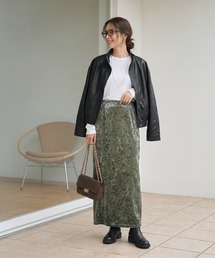 クラッシュベロア伸縮ストレートスカート