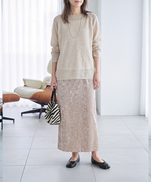 STYLE DELI(スタイルデリ)の「クラッシュベロア伸縮ストレートスカート(スカート・レディース・ベージュ/ダークカーキ・01/02)」の10枚目の写真