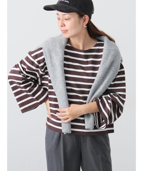 Lugnoncure（ルノンキュール）の「ビッグスリーブボーダーカットソー（Tシャツ/カットソー・レディース・パープル/ブラウン/ブラック・F）」の3枚目の写真