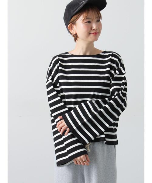 Lugnoncure（ルノンキュール）の「ビッグスリーブボーダーカットソー（Tシャツ/カットソー・レディース・パープル/ブラウン/ブラック・F）」の2枚目の写真