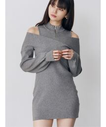 カシュクールZIPニットワンピース